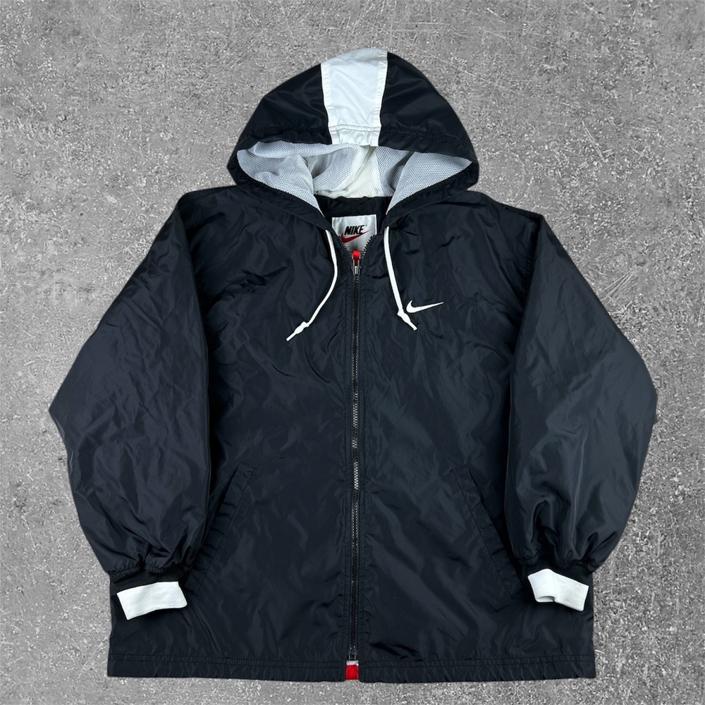 Vintage‎ 90s Nike Windbreaker Jacket Black Red White Colorblock Womens Small